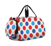 Borsa da palestra alla moda a pois blu e rossi per bambini, con scomparto per scarpe, grande capacità, per fine settimana e pernottamento, per ragazzi e ragazze