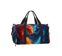 Borsa da palestra astratta con drago di fuoco per uomini e donne, borsone da viaggio lungo per weekend, con scomparto per scarpe, impermeabile, per sport durante la notte, danza, yoga