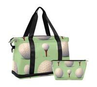 Borsa da palestra bianca per palline da golf, grande, da viaggio, per la notte, con borsa da toilette per yoga, impermeabile, Pallina da golf bianca, 1 size