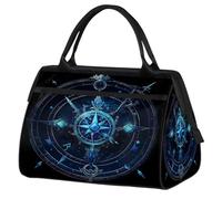 Borsa da palestra blu con motivo a bussola etnica per uomini e donne, borsone da viaggio per sport e viaggi, impermeabile, borsa da viaggio per il fine settimana, borsa leggera da portare a mano