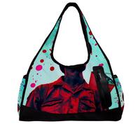 Borsa da palestra, borsa da palestra da uomo, borsa da palestra da donna, borsa da palestra per yoga, sport, palestra, motivo Happy Labor Day, blu, Motivo 2244, 47x16.5x27cm(18.5x6.5x10.6in)