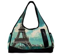 Borsa da palestra, borsa da palestra da uomo, borsone da palestra, borsa per il weekender notturno, Torre Eiffel Francia Parigi San Valentino, Motivo 525, 47x16.5x27cm(18.5x6.5x10.6in)