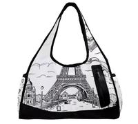 Borsa da palestra, borsa da palestra da uomo, borsone da palestra, borsa per il weekender notturno, Torre Eiffel Francia Parigi San Valentino, Motivo 520, 47x16.5x27cm(18.5x6.5x10.6in)