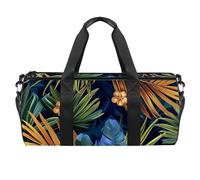 Borsa da palestra, borsa sportiva, borsa da allenamento, borsa tote per viaggi, allenamento, moderna pianta tropicale fiore foglia di palma, Motivo 4713, 45x23x23cm(17.7x9x9in)