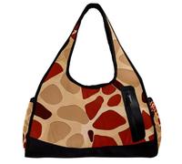 Borsa da palestra, borsone da allenamento, borsa per la notte, giraffa, ippopotamo, elefante, coccodrillo, animale, cartone animato, Fantasia 1572, 47x16.5x27cm(18.5x6.5x10.6in)