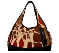 Borsa da palestra, borsone da allenamento, borsa per la notte, giraffa, ippopotamo, elefante, coccodrillo, animale, cartone animato, Fantasia 1575, 47x16.5x27cm(18.5x6.5x10.6in)