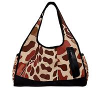 Borsa da palestra, borsone da allenamento, borsa per la notte, giraffa, ippopotamo, elefante, coccodrillo, animale, cartone animato, Fantasia 1574, 47x16.5x27cm(18.5x6.5x10.6in)