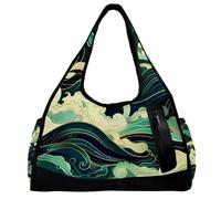 Borsa da palestra, Borsone da donna, Borsa da palestra da donna, Borsa da palestra sportiva per nuoto, piante tropicali moderne fiori foglie, Motivo 4767, 47x16.5x27cm(18.5x6.5x10.6in)