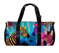 Borsa da palestra, borsone da uomo, borsa da palestra da donna, borsa da palestra sportiva, borsa da nuoto, arte moderna zebra giraffa colorata, Motivo 4079, 45x23x23cm(17.7x9x9in)