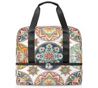 Borsa da palestra colorata a tema mandala geometrico per donne e uomini, borsone da viaggio con scomparto per scarpe, grande capacità, borsa da allenamento per la notte, per fitness, yoga, nuoto, fine