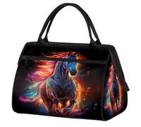 Borsa da palestra colorata con cavallo di fuoco per uomo e donna, borsa da viaggio sportiva da viaggio impermeabile per fine settimana borsa da viaggio leggera da portare con te