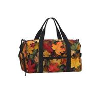 Borsa da palestra colorata con foglia d'acero per uomo e donna, borsone da viaggio autunnale con scomparto per scarpe, impermeabile, per sport, notte, danza, yoga, borsa da portare con sé