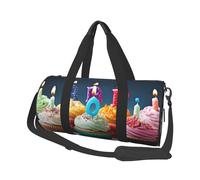 Borsa da palestra colorata con scritta "Happy Birthday" stampata, con tasca bagnata e scomparto per scarpe, borsone da viaggio per uomo e donna, Buon compleanno colorato Cupcakes, Taglia unica