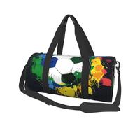 Borsa da palestra colorata con scritta "Happy Birthday" stampata, con tasca bagnata e scomparto per scarpe, borsone da viaggio per uomo e donna, Calcio colorato., Taglia unica, Borsone da viaggio