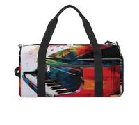 Borsa da palestra colorata con tastiera di pianoforte, per uomini e donne, resistente all'acqua, borsa da viaggio leggera per viaggi, sport, bianco, taglia unica