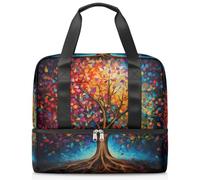 Borsa da palestra con albero colorato dipinto a olio per donne e uomini, borsone da viaggio con scomparto per scarpe, grande capacità, borsa da allenamento per la notte, per fitness, yoga, nuoto, fine