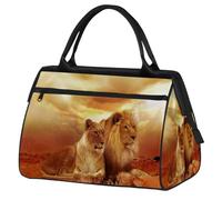 Borsa da palestra con animali con leone, per uomini e donne, borsone sportivo da viaggio, impermeabile, per il fine settimana, per la notte, leggera, da portare con sé