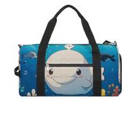 Borsa da palestra con balena bianca in stile cartone animato, per uomini e donne, impermeabile, grande borsone per allenamento da viaggio