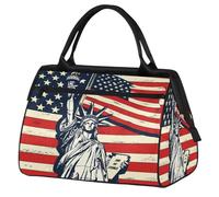 Borsa da palestra con bandiera americana del 4 luglio per uomini e donne, borsa da viaggio sportiva da viaggio con statua della libertà impermeabile borsa da viaggio per la notte borsa leggera da