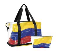Borsa da palestra con bandiera della Colombia Carry On Weekend con tasca bagnata tracolla regolabile borsa da palestra per escursionismo set da 2 pezzi per uomini donne