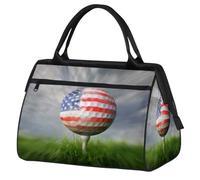Borsa da palestra con bandiera per palline da golf, per uomini e donne, da viaggio, sport, borsone impermeabile, per il fine settimana, borsa leggera da portare con sé, borsa da viaggio