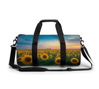 Borsa da palestra con campo di girasoli sotto il tramonto cielo da viaggio per donne e uomini borsa da viaggio cilindrica borsa da allenamento sportiva con tracolla