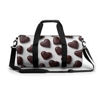 Borsa da palestra con caramelle al cioccolato a forma di cuori su sfondo bianco, borsa da viaggio per donne e uomini, borsa cilindrica per allenamento sportivo con tracolla