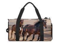 Borsa da palestra con cavalli che corrono nella sabbia, per uomini e donne, impermeabile, grande borsone per allenamento da viaggio