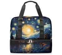 Borsa da palestra con cielo stellato dipinto a olio per donne e uomini, borsone da viaggio con scomparto per scarpe, grande capacità, borsa da allenamento per la notte, per fitness, yoga, nuoto, fine