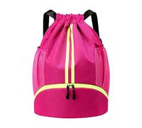 Borsa da palestra con coulisse, grande, impermeabile, con scomparto per scarpe, adatta per sport e vacanze scolastiche (rosa), Rosso