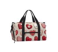 Borsa da palestra con cuore a griglia per uomo e donna, borsone da viaggio per San Valentino, weekend, con scomparto per scarpe, impermeabile, per sport, notte, danza, yoga, borsa da portare con sé