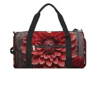 Borsa da palestra con dalie rosse e fiori per uomo e donna, resistente all'acqua, borsa da viaggio leggera per sport di viaggio, bianca, taglia unica