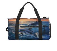 Borsa da palestra con delfini nel mare, borsa da palestra per donne e uomini, zaino da palestra con scomparto per scarpe borsa da palestra riutilizzabile, mini borsa da palestra, delfini nel mare
