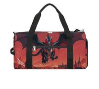 Borsa da palestra con dragone rosso e nero per uomini e donne, impermeabile, grande borsone per allenamento da viaggio