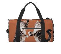 Borsa da palestra con due gatti che ballano, unisex, impermeabile, da viaggio, leggera, per viaggi, sport, colore bianco, taglia unica