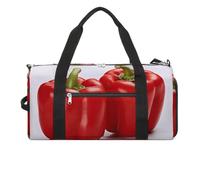 Borsa da palestra con due peperoni rossi a campana per uomo e donna, impermeabile, borsa da viaggio leggera per sport di viaggio, bianca, taglia unica