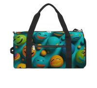 Borsa da palestra con faccina sorridente per uomo e donna, impermeabile, borsa da viaggio leggera per viaggi sportivi, bianco, taglia unica