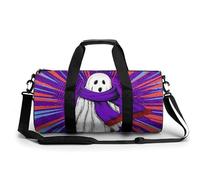 Borsa da palestra con fantasma fumetto con sciarpa viola retrò da viaggio per donne e uomini borsa da viaggio cilindrica borsa da allenamento sportiva con tracolla