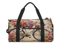 Borsa da palestra con fiore per bicicletta, borsa da palestra per donne e uomini, zaino da palestra con scomparto per scarpe riutilizzabile, mini borsa da palestra, bicicletta con fiori, taglia unica