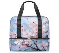 Borsa da palestra con fiori di ciliegio dipinto a olio per donne e uomini, borsone da viaggio con scomparto per scarpe, grande capacità, borsa da allenamento per la notte, per fitness, yoga, nuoto