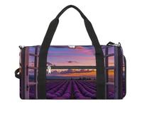 Borsa da palestra con fiori di lavanda viola tramonto per uomini e donne, borsa da palestra impermeabile, grande borsa da viaggio per allenamento