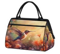 Borsa da palestra con fiori e colibrì per uomo e donna, borsa da viaggio sportiva impermeabile, borsa da viaggio per il fine settimana borsa da notte leggera da portare a mano