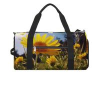 Borsa da palestra con fiori gialli sotto il sole per uomini e donne resistente all'acqua borsa da viaggio leggera per viaggi sportivi, bianco, taglia unica