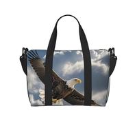 Borsa da palestra con foglie e coccinelle, borsa da viaggio per uomo e donna, borsa da viaggio con scomparto per scarpe da allenamento, Aquila vola nel cielo, Taglia unica, Borsone da viaggio