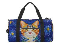 Borsa da palestra con gatto che guarda le stelle, per uomini e donne, impermeabile, grande borsone per allenamento da viaggio