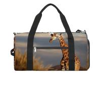 Borsa da palestra con giraffa e animali dell'Africa, unisex, impermeabile, da viaggio, leggera, per viaggi, sport, colore bianco, taglia unica
