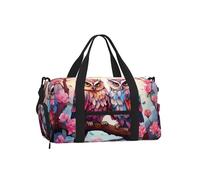 Borsa da palestra con gufo e fiore per uomo e donna, borsa da viaggio con scomparto per scarpe, borsa da viaggio per il fine settimana con scomparto per scarpe, borsa da viaggio impermeabile per sport