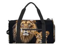 Borsa da palestra con leone e giovane leone per uomini e donne, impermeabile, grande borsone per allenamento da viaggio