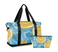 Borsa da palestra con limone estiva borsa per il fine settimana borsa da viaggio per il viaggio in volo set da 2 pezzi, limone estivo, 1 taglia, Limone estivo, 1 size