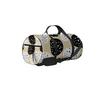 Borsa da palestra con motivo a pois circolari in bianco e nero, con tracolla, cerniera, 2 tasche laterali per uomo e donna, borsa da viaggio e da viaggio.